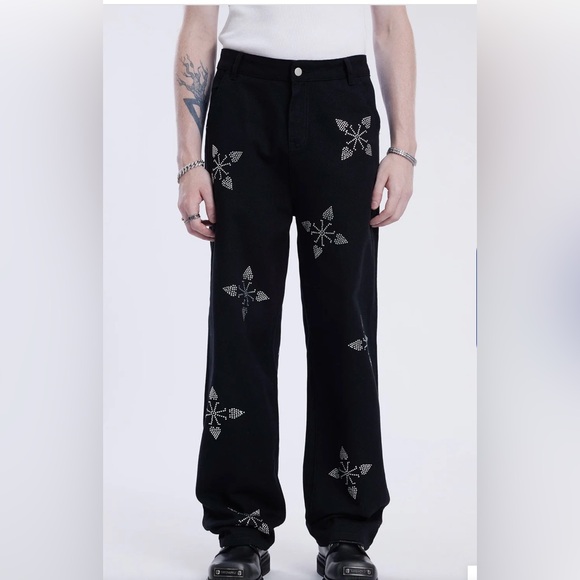 Aelfric Eden Other - Aelfric Eden Unisex Black Rhinestone‎ Detail Straight Jeans Size 30